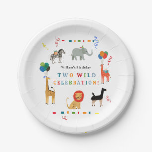 Wild and Whimsical 2nd Birthday Paper Plate