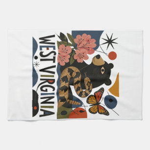 Wild And Wonderful West Virginia Folk Art Kitchen Towel