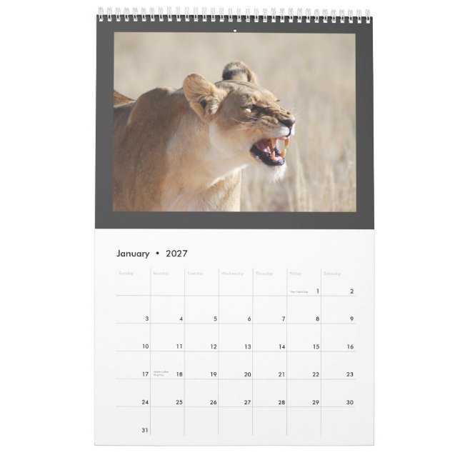 Wild animal Africa 2013 PERSONALIZE Calendar (Jan 2027)