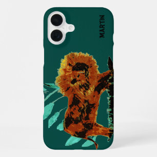 Wild Animal Art Lion Personalised iPhone 16 Plus Case