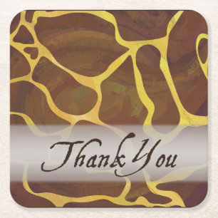 Wild Animal Giraffe Thank You Square Paper Coaster