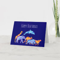 Wild Animal Herd Colourful Watercolor Birthday