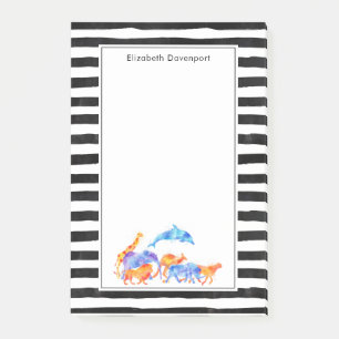 Wild Animal Herd Colourful Watercolor Post-it Notes