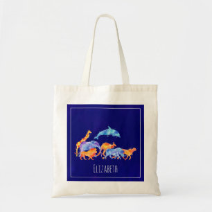 Wild Animal Herd Colourful Watercolor Tote Bag