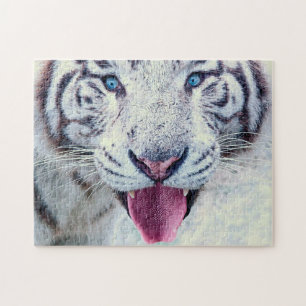 Wild Animal Jigsaw Puzzles, Close Up White Tiger Puzzle