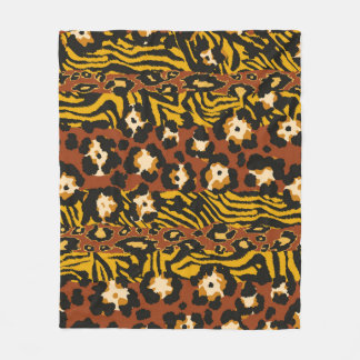 Wild animal leopard and tiger skins patchwork abst fleece blanket