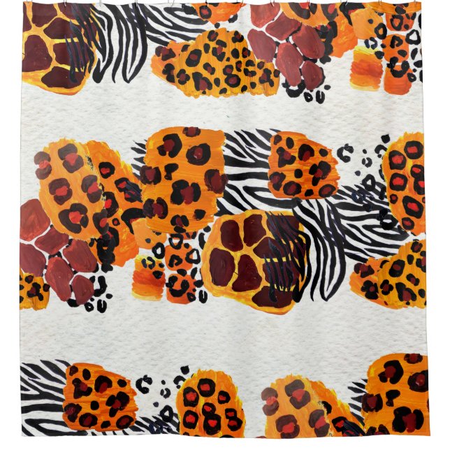Wild animal mix seamless pattern. Jaguar, leopard, (Front)