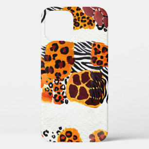 Wild animal mix seamless pattern. Jaguar, leopard, iPhone 12 Case