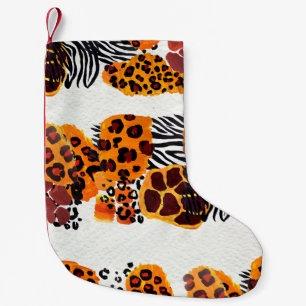 Wild animal mix seamless pattern. Jaguar, leopard, Small Christmas Stocking