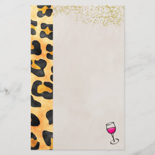 Wild Animal Pattern and Wine Stationery