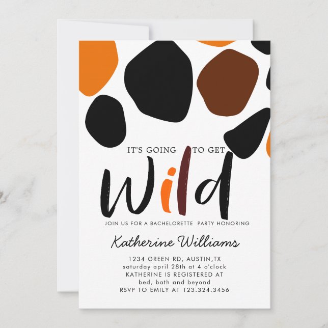 Wild Animal Pattern Bachelorette Party Invitation (Front)