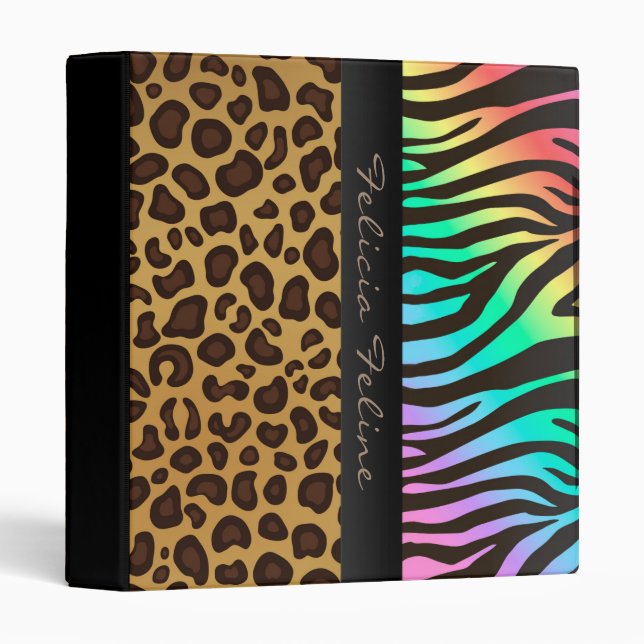 Wild Animal Print Leopard Zebra Personalized Glam Binder (Front/Spine)