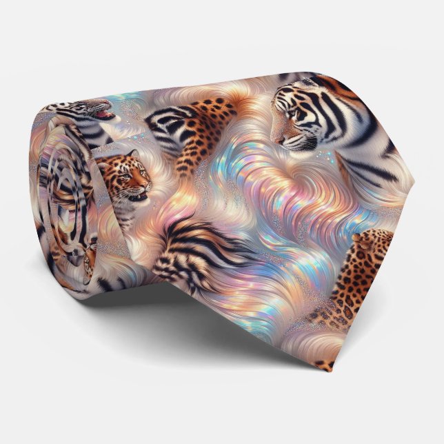 Wild Animal Print Opal Spotted Neck Tie (Rolled)