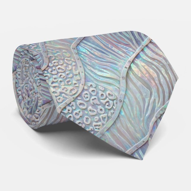 Wild Animal Print Opal Spotted Neck Tie (Rolled)