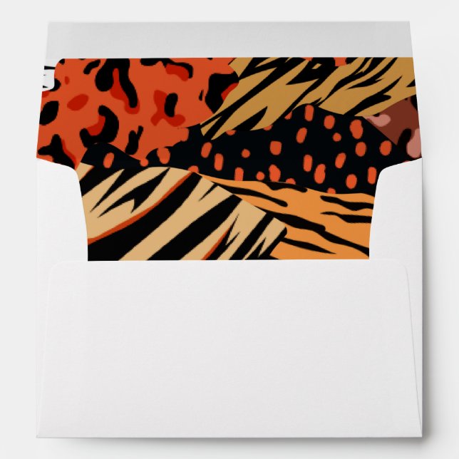 Wild Animal Print Pattern Lined Envelope (Back (Bottom))