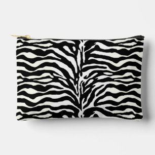 Wild Animal Print, Zebra in Black and White Accessory Pouch