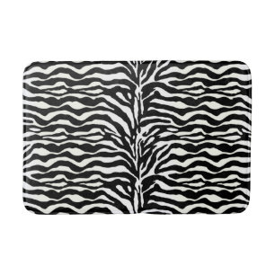 Wild Animal Print, Zebra in Black and White Bath Mat