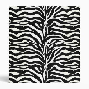 Wild Animal Print, Zebra in Black and White Binder