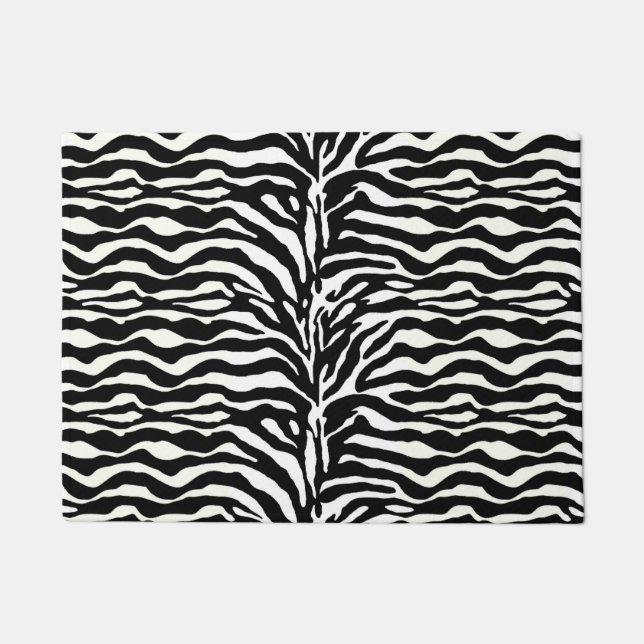Wild Animal Print, Zebra in Black and White Doormat (Front)