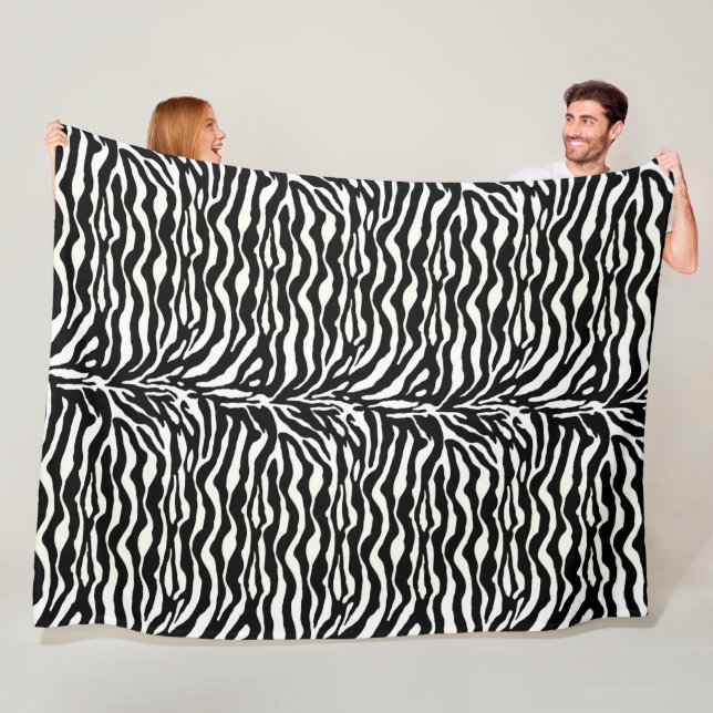 Wild Animal Print, Zebra in Black and White Fleece Blanket (In Situ)