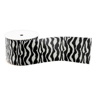 Wild Animal Print, Zebra in Black and White Grosgrain Ribbon