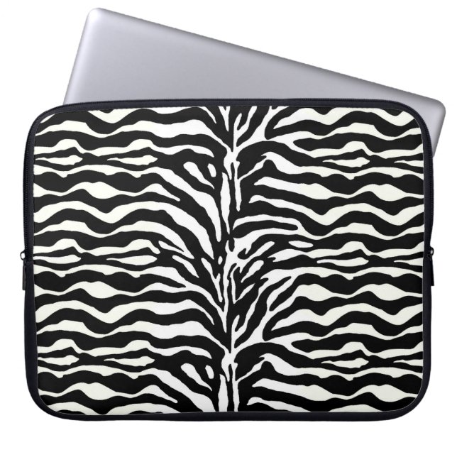 Wild Animal Print, Zebra in Black and White  Lapto Laptop Sleeve (Front)
