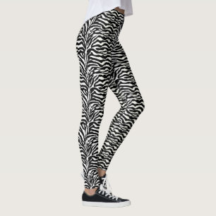 Wild Animal Print, Zebra in Black and White Leggings