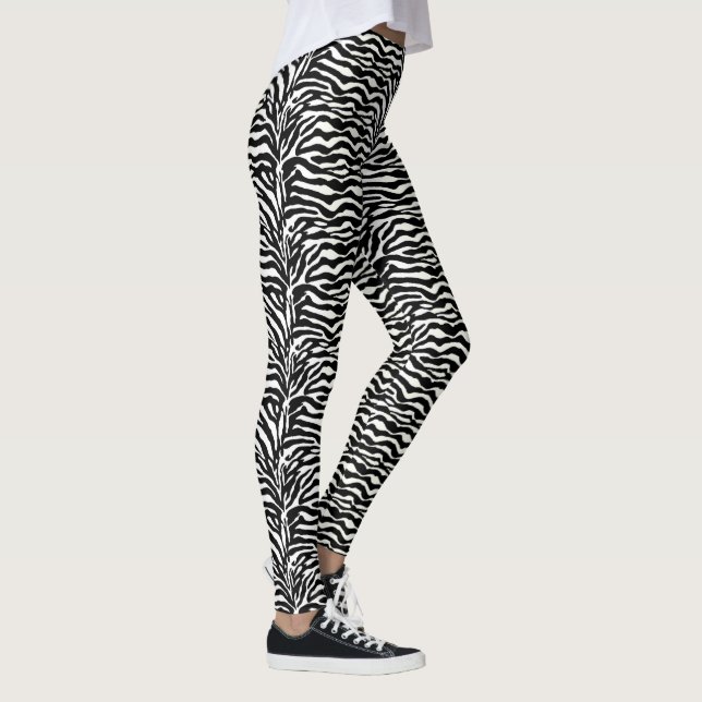 Wild Animal Print, Zebra in Black and White Leggings (Right)