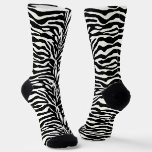 Wild Animal Print, Zebra in Black and White Socks