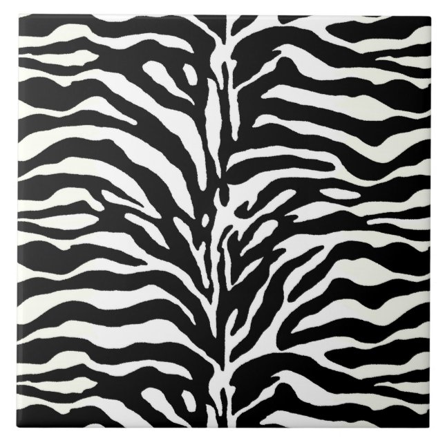 Wild Animal Print, Zebra in Black and White Tile (Front)