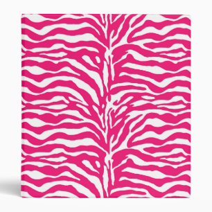 Wild Animal Print, Zebra in Fuchsia Pink and White Binder