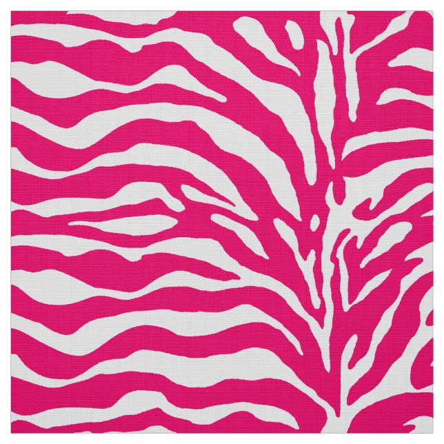 Wild Animal Print, Zebra in Fuchsia Pink and White Fabric (Swatch)