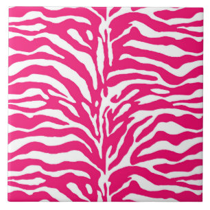 Wild Animal Print, Zebra in Fuchsia Pink and White Tile