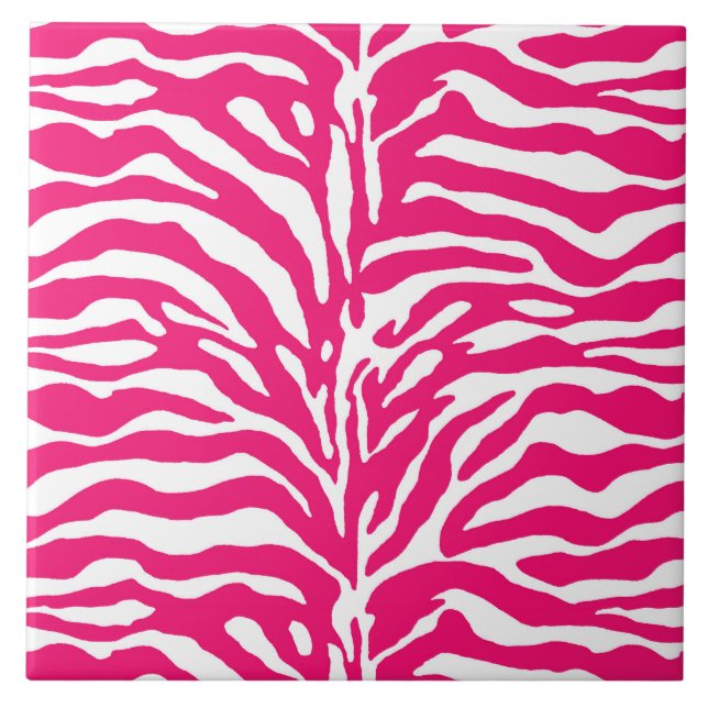 Wild Animal Print, Zebra in Fuchsia Pink and White Tile (Front)