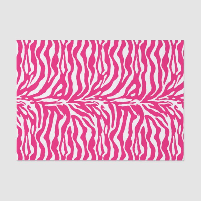 Wild Animal Print, Zebra in Fuchsia Pink and White Tissue Paper (Front)