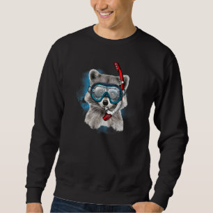 Wild Animal Raccoon Scuba Diving Mask And With Tub Sweatshirt