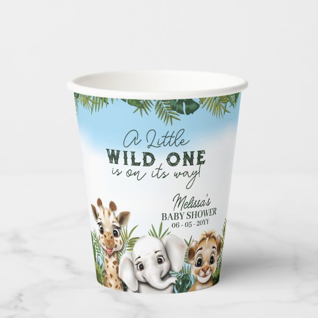 Wild Animal Safari Baby Shower Paper Cups (Front)