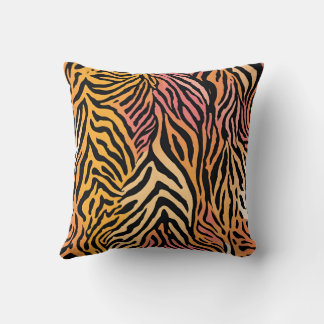Wild Animal Striped Asymmetric Print Design 2 Throw Pillow