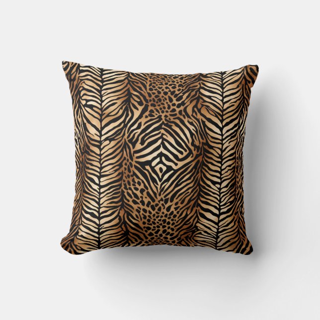 Wild Animal Symmetric Pattern Design 3 Throw Pillow (Front)