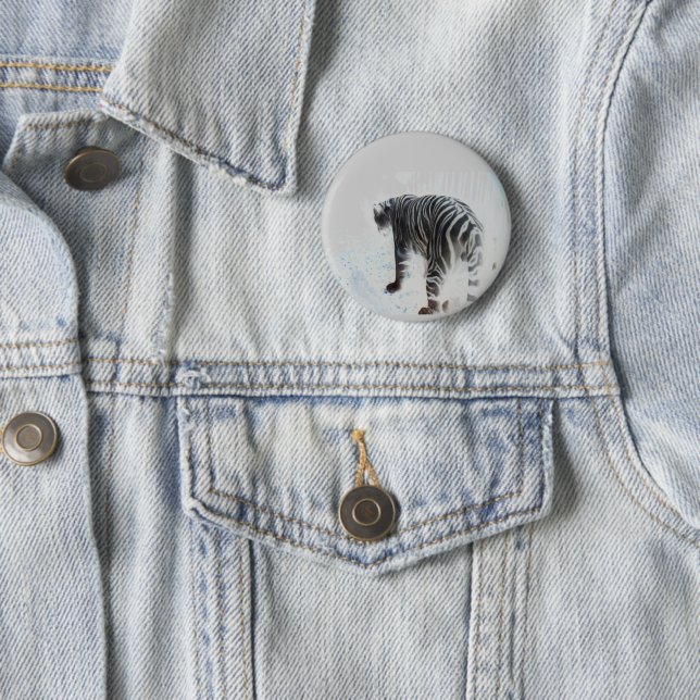 Wild Animal White Tiger 2 Inch Round Button (In Situ)