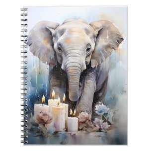Wild Animal With Candles And Flowers Elephant Notebook
