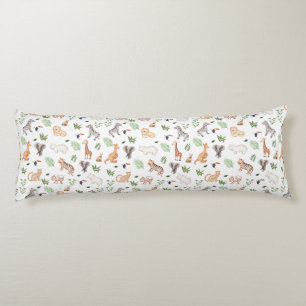 wild Animal With Jungle Tree pattern Body Pillow