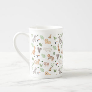 wild Animal With Jungle Tree pattern Bone China Mug