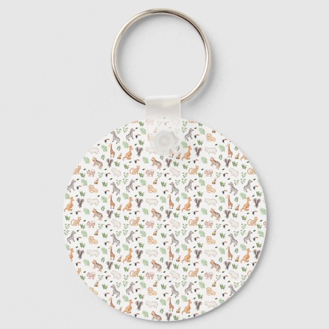 wild Animal With Jungle Tree pattern Keychain (Front)