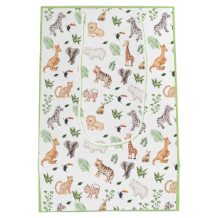 wild Animal With Jungle Tree pattern Medium Gift Bag