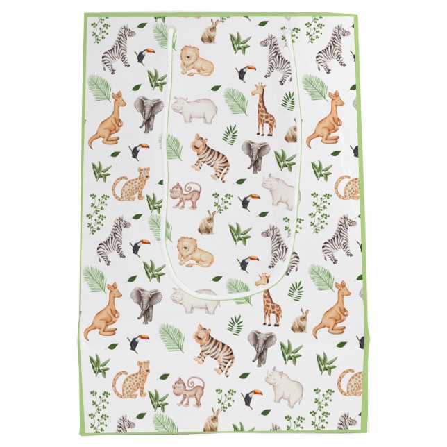wild Animal With Jungle Tree pattern Medium Gift Bag (Back)