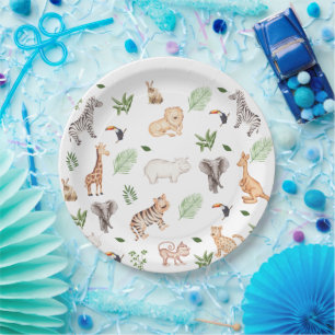 wild Animal With Jungle Tree pattern  Paper Plate