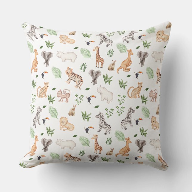 wild Animal With Jungle Tree pattern Throw Pillow (Front)