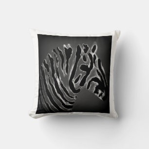 Wild Animal Zebra Black and White Art Throw Pillow