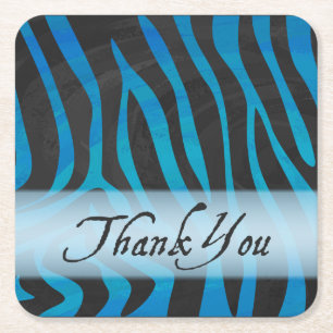 Wild Animal Zebra Pattern Thank You Square Paper Coaster